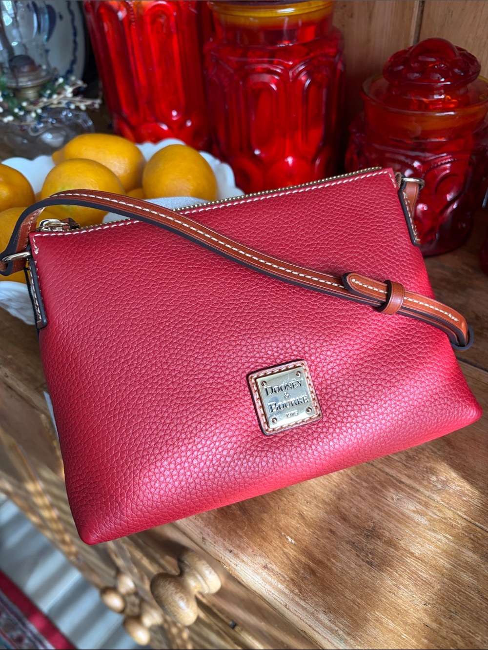 NWT - Dooney & Bourke Red  Italian leather Rosie Crossbody Bag